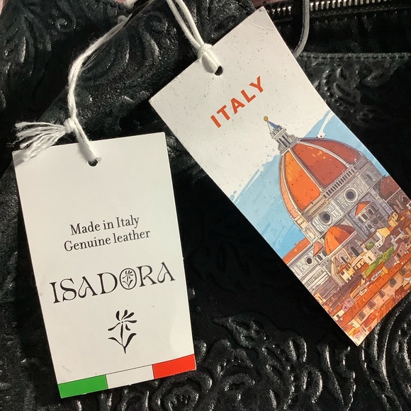 Black leather oversized handbag, tote bag, overnight   Made In Italy NWT - Picture 6 of 16